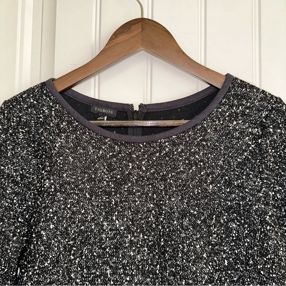 Talbots knit tweed black shift career dress women 4 - Picture 3 of 13